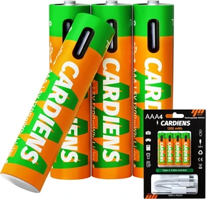 Rechargeable AAA Batteries USB C 1200 mWh Triple AAA Rechargeable Battery 1.5V AAA Batteries with 4-in-1 Charging Cable and LED Charge Indicator, 4-Pack Rechargeable AAA Batteries USB C 1200 mWh Triple AAA Rechargeable Battery 1.5V AAA Batteries with 4-in-1 Charging Cable and LED Charge Indicator, 4-Pack
