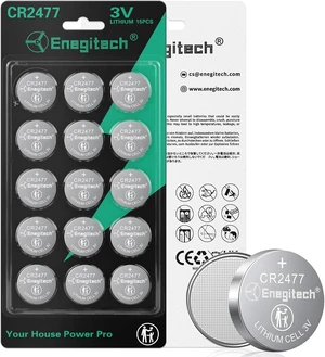 Enegitech CR2477 3V Lithium Battery, 2477 Coin Batteries 15 Pack Enegitech CR2477 3V Lithium Battery, 2477 Coin Batteries 15 Pack