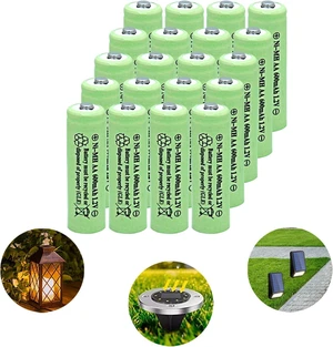 NiMH AA 600mAh 1.2V Rechargeable Batteries for Solar Lights, Garden Lights, Remotes, Mice(Pack of 20) NiMH AA 600mAh 1.2V Rechargeable Batteries for Solar Lights, Garden Lights, Remotes, Mice(Pack of 20)
