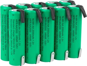 Tenergy AA 1.2V NiMH 2000mAh Flat Top Rechargeable AA Batteries with Tabs, 10 Pack Tenergy AA 1.2V NiMH 2000mAh Flat Top Rechargeable AA Batteries with Tabs, 10 Pack