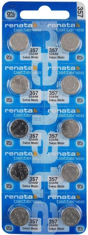 Renata 357 SR44W Batteries - 1.55V Silver Oxide 357 Watch Battery (10 Count) Renata 357 SR44W Batteries - 1.55V Silver Oxide 357 Watch Battery (10 Count)