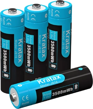 Kratax 1.5V Rechargeable AA Lithium Batteries 4 Pack Upgraded 3500mWh High Capacity 3A Li-ion AA Battery, 1600 Cycles, Precharged, Constant Voltage Output, Fast Charging-Charger not Included Kratax 1.5V Rechargeable AA Lithium Batteries 4 Pack Upgraded 3500mWh High Capacity 3A Li-ion AA Battery, 1600 Cycles, Precharged, Constant Voltage Output, Fast Charging-Charger not Included