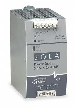 Sola/Hevi-Duty SDN5-24-100P DC Power Supply, 24 VDC, 5 Amp, 47-63 Hz Sola/Hevi-Duty SDN5-24-100P DC Power Supply, 24 VDC, 5 Amp, 47-63 Hz