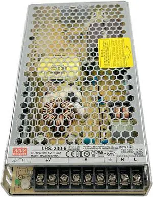Mean Well LRS-200-5 Enclosed Switching Power Supply | 200W 5V 40A Adjustable DC Output | Compact Industrial AC to DC Converter for LED, Electronics, & A/V Equipment with Overload & Safety Protections Mean Well LRS-200-5 Enclosed Switching Power Supply | 200W 5V 40A Adjustable DC Output | Compact Industrial AC to DC Converter for LED, Electronics, & A/V Equipment with Overload & Safety Protections