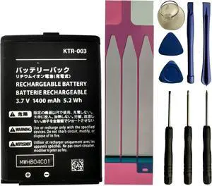 3.7 V 5.2 Wh 1400 mAh KTR-003 Laptop Battery Compatible for 3DS N3DS Handheld Gaming Console with Tools 3.7 V 5.2 Wh 1400 mAh KTR-003 Laptop Battery Compatible for 3DS N3DS Handheld Gaming Console with Tools