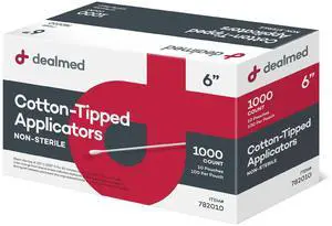 6" Cotton-Tipped Wood Applicators 1,000 Non-Sterile Cotton-Tipped Applicators, 100 Applicators Per Pouch, Ideal for Application of Medication, Cleaning Skin, Arts and Crafts and More 6" Cotton-Tipped Wood Applicators 1,000 Non-Sterile Cotton-Tipped Applicators, 100 Applicators Per Pouch, Ideal for Application of Medication, Cleaning Skin, Arts and Crafts and More