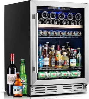 Kalamera 24 inch Beverage and Wine Cooler 118 Cans & 16 Bottles Capacity | Built-in or Freestanding Mini Fridge, Wine Refrigerator Cooler with Interior Light Kalamera 24 inch Beverage and Wine Cooler 118 Cans & 16 Bottles Capacity | Built-in or Freestanding Mini Fridge, Wine Refrigerator Cooler with Interior Light
