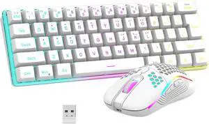 RedThunder 60% Wireless Gaming Keyboard and Mouse Combo, 2500mAh Rechargeable Battery, Ultra-Compact Small RGB Mechanical Feel Keyboard, Lightweight Honeycomb Optical Mouse for Gaming/Business, White RedThunder 60% Wireless Gaming Keyboard and Mouse Combo, 2500mAh Rechargeable Battery, Ultra-Compact Small RGB Mechanical Feel Keyboard, Lightweight Honeycomb Optical Mouse for Gaming/Business, White