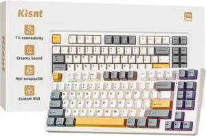 Kisnt KN85 Wireless Mechanical Keyboard, 75% Layout, Bluetooth/2.4GHz/USB-C, Custom RGB Backlit, Hot-Swappable Linear Switch, Creamy Sound for Gaming/Typing (Retro Beige) Kisnt KN85 Wireless Mechanical Keyboard, 75% Layout, Bluetooth/2.4GHz/USB-C, Custom RGB Backlit, Hot-Swappable Linear Switch, Creamy Sound for Gaming/Typing (Retro Beige)