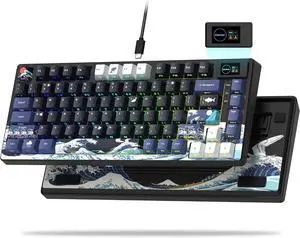 SK80 75% Keyboard with Color Multimedia Display Gaming Keyboard | Creamy Sound Mechanical Wired Hot Swappable Gasket RGB Custom Key board, Pre-lubed Stabilizer for Mac/Win, Black Kanagawa SK80 75% Keyboard with Color Multimedia Display Gaming Keyboard | Creamy Sound Mechanical Wired Hot Swappable Gasket RGB Custom Key board, Pre-lubed Stabilizer for Mac/Win, Black Kanagawa