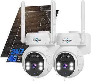 Hiseeu 4G LTE Cellular Security Camera Solar Powered, No WiFi Security Camera Wireless Outdoor, 24/7, PIR Motion, 2 Way Talk, 360° PT, 2K Color Night Vision, 64G SD & SIM Card Included Hiseeu 4G LTE Cellular Security Camera Solar Powered, No WiFi Security Camera Wireless Outdoor, 24/7, PIR Motion, 2 Way Talk, 360° PT, 2K Color Night Vision, 64G SD & SIM Card Included