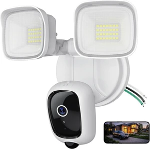 2K Hardwired Flood Light Camera, 3500LM Dual-Head Outdoor Security Camera with Color Night Vision, 5G/2.4G WiFi, PIR Motion Detection, Siren, 2-Way Audio, IP65, Compatible with Alexa & Google 2K Hardwired Flood Light Camera, 3500LM Dual-Head Outdoor Security Camera with Color Night Vision, 5G/2.4G WiFi, PIR Motion Detection, Siren, 2-Way Audio, IP65, Compatible with Alexa & Google