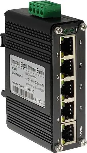 Hardened Mini Industrial 5-Port Gigabit Ethernet Switch, 10/100/1000Mbps, Din Rail & Wall Mountable, -40 to 167 F, 10Gbps Switching Capacity Hardened Mini Industrial 5-Port Gigabit Ethernet Switch, 10/100/1000Mbps, Din Rail & Wall Mountable, -40 to 167 F, 10Gbps Switching Capacity
