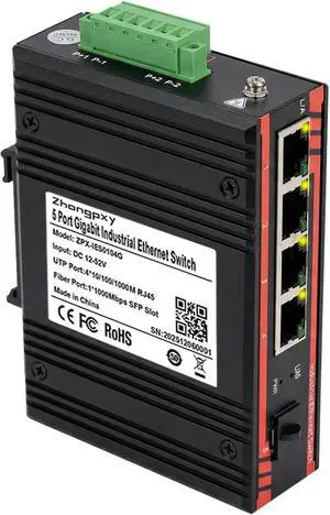 Industrial Ethernet Switch 4×Gigabit RJ45 + 1×SFP Fiber Industrial Ethernet Switch 4×Gigabit RJ45 + 1×SFP Fiber