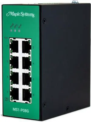 MS1-P08G Industrial Network Switch, 8-Port Gigabit Ethernet, Unmanaged, Black Metal, DIN Rail Mount, 1.97x4.56x3.92 inch, 1.06 lb, 12-48VDC MS1-P08G Industrial Network Switch, 8-Port Gigabit Ethernet, Unmanaged, Black Metal, DIN Rail Mount, 1.97x4.56x3.92 inch, 1.06 lb, 12-48VDC