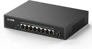 8 Port 2.5G Gigabit PoE Switch Unmanaged, 8 Port POE + 1* 10G SFP, IEEE 802.3af/at PoE 135W, Compatible with 100/1000/2500Mbps, Support WiFi6 AP, NAS, PoE Camera NVR, Metal Fanless, Rack Mount 8 Port 2.5G Gigabit PoE Switch Unmanaged, 8 Port POE + 1* 10G SFP, IEEE 802.3af/at PoE 135W, Compatible with 100/1000/2500Mbps, Support WiFi6 AP, NAS, PoE Camera NVR, Metal Fanless, Rack Mount