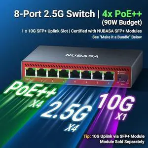 2.5G Network Cascade Kit - 8-Port PoE Switch with SFP+ & PoE Passthrough Switch - Wired Extension Solution 2.5G Network Cascade Kit - 8-Port PoE Switch with SFP+ & PoE Passthrough Switch - Wired Extension Solution