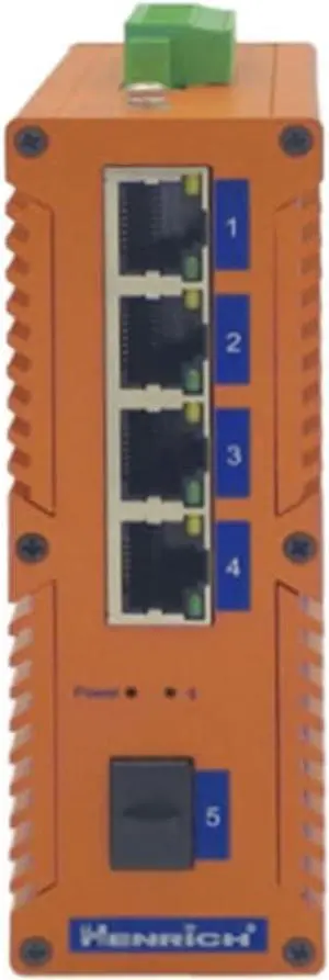 Henrich Gigabit 4x1000Mbps Copper Port 1 SFP Fiber Port Din-Rail Switch Henrich Gigabit 4x1000Mbps Copper Port 1 SFP Fiber Port Din-Rail Switch