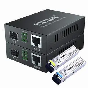 A Pair of Gigabit Ethernet Bidi Media Converter, SingleMode Single LC Fiber to Ethernet RJ45 Converter for 10/100/1000Base-Tx to 1000Base-LX, UL Certified, up to 20-km A Pair of Gigabit Ethernet Bidi Media Converter, SingleMode Single LC Fiber to Ethernet RJ45 Converter for 10/100/1000Base-Tx to 1000Base-LX, UL Certified, up to 20-km