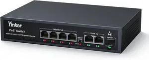 7 Port Gigabit PoE Switch 65W, 4 PoE+ Ports 30W Each, 2 Uplink + 1 SFP Slot, Unmanaged Plug & Play, AI Watchdog Auto-Recovery, Extend/VLAN Mode for IP Camera Security 7 Port Gigabit PoE Switch 65W, 4 PoE+ Ports 30W Each, 2 Uplink + 1 SFP Slot, Unmanaged Plug & Play, AI Watchdog Auto-Recovery, Extend/VLAN Mode for IP Camera Security