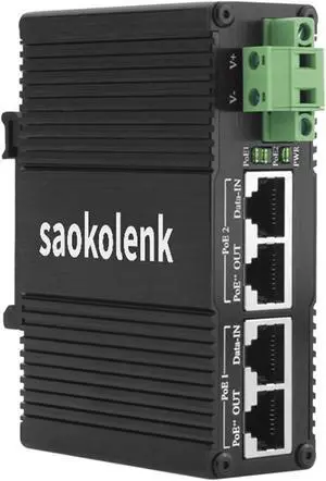 Industrial Hi-PoE Injector - 2-Port Gigabit Ethernet Adapter, DIN Rail Mount Power Over Ethernet Injector IEEE 802.3af/at/bt 10-56V DC (60W PoE) Industrial Hi-PoE Injector - 2-Port Gigabit Ethernet Adapter, DIN Rail Mount Power Over Ethernet Injector IEEE 802.3af/at/bt 10-56V DC (60W PoE)