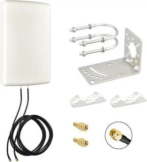 2x2 MIMO 10dBi High Gain Directional Panel Antenna 4G LTE/5G Antenna Outdoor 700-3800MHz for Routers, Modems, Gateways, Fixed Wireless Access SMA Male 6.56ft RG58U Cables+RP-SMA Male Adapter 2x2 MIMO 10dBi High Gain Directional Panel Antenna 4G LTE/5G Antenna Outdoor 700-3800MHz for Routers, Modems, Gateways, Fixed Wireless Access SMA Male 6.56ft RG58U Cables+RP-SMA Male Adapter