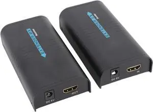 HD Multimedia Ethernet Extender, 1080P HD Over Single Cat5 Cat6 Up to 200m, with Transmitter and Receiver Kit, for Point to Point (US Plug) HD Multimedia Ethernet Extender, 1080P HD Over Single Cat5 Cat6 Up to 200m, with Transmitter and Receiver Kit, for Point to Point (US Plug)