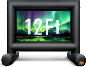 12Ft Outdoor Inflatable Movie Projector Screen with Built-in Fan Supports Front and Rear Projection, Blow Up Movie Screen for Party, Easy to Set Up 12Ft Outdoor Inflatable Movie Projector Screen with Built-in Fan Supports Front and Rear Projection, Blow Up Movie Screen for Party, Easy to Set Up