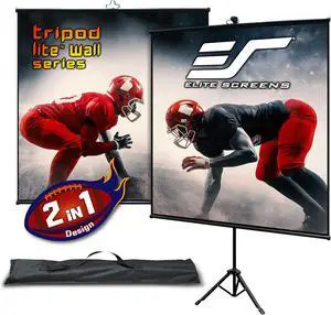 Elite Screens Tripod Lite Wall Series, 2in1 Portable Projector Screen Dual Tripod Stand/Wall Mount Indoor/Outdoor 50-INCH, 1:1 w/Carrying Bag, US Based Company 2-Year Warranty - T50SW, Black Elite Screens Tripod Lite Wall Series, 2in1 Portable Projector Screen Dual Tripod Stand/Wall Mount Indoor/Outdoor 50-INCH, 1:1 w/Carrying Bag, US Based Company 2-Year Warranty - T50SW, Black