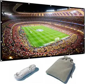 Projector Screen 200 Inch Giant Outdoor Movie Screen,Portable&Foldable,16:9,Double Sided Thick Canvas Projection Screen (174"x98" Viewing Area) with 12M Rope and Storage Bag Projector Screen 200 Inch Giant Outdoor Movie Screen,Portable&Foldable,16:9,Double Sided Thick Canvas Projection Screen (174"x98" Viewing Area) with 12M Rope and Storage Bag