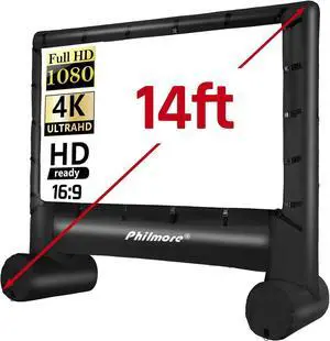 Philmore PSI-114 Outdoor Inflatable Projector Screen - 14' Auto-Inflate Cinema Screen with Blower Motor, Ground Stakes, Fixed Rope & Carrying Bag - Ideal for Backyard, Events, and Entertainment Philmore PSI-114 Outdoor Inflatable Projector Screen - 14' Auto-Inflate Cinema Screen with Blower Motor, Ground Stakes, Fixed Rope & Carrying Bag - Ideal for Backyard, Events, and Entertainment