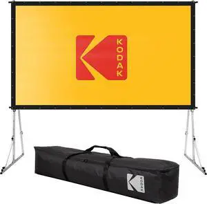Kodak 150 Portable Projector Screen W/Stand - Fast Fold White Projection Backdrop for Outdoor & Indoor Movies with Tripod, Outdoor Stability Kit, & Black Storage Carry Case Kodak 150 Portable Projector Screen W/Stand - Fast Fold White Projection Backdrop for Outdoor & Indoor Movies with Tripod, Outdoor Stability Kit, & Black Storage Carry Case