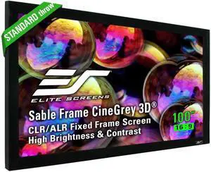 Elite Screens Ceiling and Ambient Light Rejecting Fixed Frame Projector Screen Sable Frame CineGrey 3D, 100-inch Diagonal 16:9 for Home Theater, Movie and Office Presentations, ER100DHD3 Elite Screens Ceiling and Ambient Light Rejecting Fixed Frame Projector Screen Sable Frame CineGrey 3D, 100-inch Diagonal 16:9 for Home Theater, Movie and Office Presentations, ER100DHD3