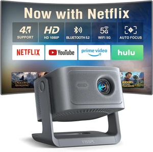 Now with Netflix & 3000 ANSISmart 4K Projector with WiFi and Bluetooth, 3D Dolby Audio and Auto Focus Portable Outdoor Projector, Movie Home Theater Projectors for Bedroom/Ceiling Now with Netflix & 3000 ANSISmart 4K Projector with WiFi and Bluetooth, 3D Dolby Audio and Auto Focus Portable Outdoor Projector, Movie Home Theater Projectors for Bedroom/Ceiling