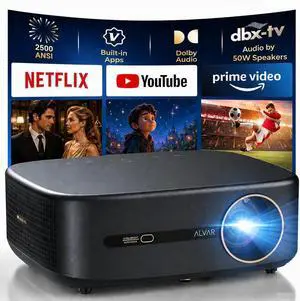 Alvar Upgraded 4K Supported Smart Projector with 2500 ANSI, 50W DoIby Audio Alvar Upgraded 4K Supported Smart Projector with 2500 ANSI, 50W DoIby Audio