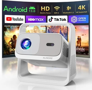Smart Projector with WiFi6 and Bluetooth5.2, 2000ANSI, Built-in Apps, 4K Support, Native 1080P Outdoor Movie Projector, Auto Keystone & 360°Stand, Portable Proyector for Home Theater, 2026 New, White Smart Projector with WiFi6 and Bluetooth5.2, 2000ANSI, Built-in Apps, 4K Support, Native 1080P Outdoor Movie Projector, Auto Keystone & 360°Stand, Portable Proyector for Home Theater, 2026 New, White