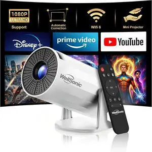 Mini Projector with WiFi and Bluetooth, Portable Movie Projector Support 1080P, Auto Keystone,210° Rotation, Smart Projector Compatible with HDMI Phone for Bedroom Mini Projector with WiFi and Bluetooth, Portable Movie Projector Support 1080P, Auto Keystone,210° Rotation, Smart Projector Compatible with HDMI Phone for Bedroom