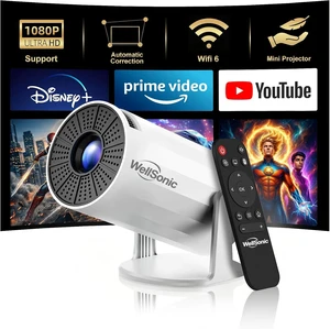 Mini Projector with WiFi and Bluetooth, Portable Movie Projector Support 1080P, Auto Keystone,210° Rotation, Smart Projector Compatible with HDMI Phone for Bedroom Mini Projector with WiFi and Bluetooth, Portable Movie Projector Support 1080P, Auto Keystone,210° Rotation, Smart Projector Compatible with HDMI Phone for Bedroom