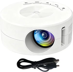 4.3 x 1.9 in Mini Portable Projector , White , Wired Smartphone Sync , 14-100 in Display , Built-in Speaker , USB/Headphone Ports , LED 4.3 x 1.9 in Mini Portable Projector , White , Wired Smartphone Sync , 14-100 in Display , Built-in Speaker , USB/Headphone Ports , LED