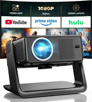 Mini Projector with WiFi and Bluetooth, 1080P Projector 12000 Lumens, Built-in Apps Mini Projector with WiFi and Bluetooth, 1080P Projector 12000 Lumens, Built-in Apps