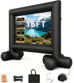 16FT Inflatable Projector Screen Outdoor Movie Screen Built-in Air Blower 16FT Inflatable Projector Screen Outdoor Movie Screen Built-in Air Blower