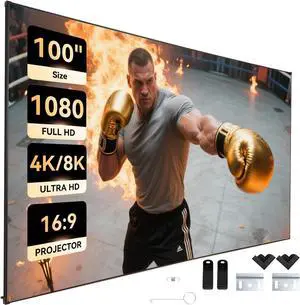 Fixed Frame Projector Screen Ultra-Thin 0.4" Aluminum Frame Wall Projector Screen 100 Inch, Effortless Setup Fixed Frame Projector Screen Ultra-Thin 0.4" Aluminum Frame Wall Projector Screen 100 Inch, Effortless Setup