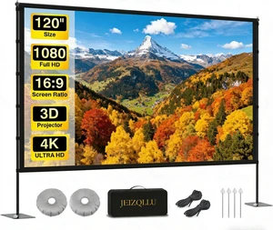 Outdoor Projector Screen with Stand 120 Inch, Portable Indoor/Outdoor 4K HD Movie Screen 16:9, Wrinkle-Free & Lightweight with Carry Bag for Backyard Camping Movie Nights Outdoor Projector Screen with Stand 120 Inch, Portable Indoor/Outdoor 4K HD Movie Screen 16:9, Wrinkle-Free & Lightweight with Carry Bag for Backyard Camping Movie Nights