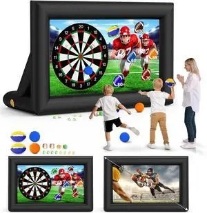 3-in-1 14FT Inflatable Projector Screen - Outdoor Movie Screen, Dart Board and Football Target with 120W Blower, Front/Rear Screen for Celebration & Outside Movie Night 3-in-1 14FT Inflatable Projector Screen - Outdoor Movie Screen, Dart Board and Football Target with 120W Blower, Front/Rear Screen for Celebration & Outside Movie Night