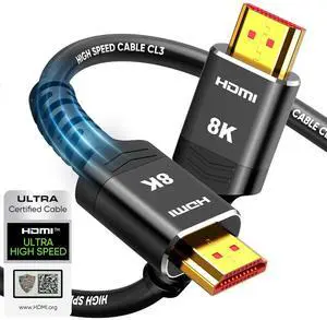 Certified HDMI 2.1 Cable, 10K 8K 4K 240Hz 144Hz 120Hz HDMI 2.1 Cord Ultra High Speed 48Gbps, Durable, Flexible, eARC for Soundbar to TV, 0.01ms HDR10+ HDCP2.3 Roku TV PC Monitor PS5-6.6ft Certified HDMI 2.1 Cable, 10K 8K 4K 240Hz 144Hz 120Hz HDMI 2.1 Cord Ultra High Speed 48Gbps, Durable, Flexible, eARC for Soundbar to TV, 0.01ms HDR10+ HDCP2.3 Roku TV PC Monitor PS5-6.6ft