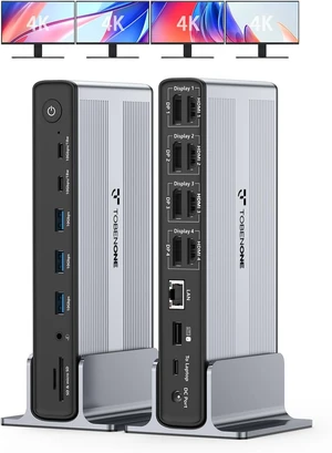 TobenONE DisplayLink Docking Station 4 Monitor 20-in-1 Quad 4K@60Hz Display TobenONE DisplayLink Docking Station 4 Monitor 20-in-1 Quad 4K@60Hz Display