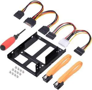 SSD Mounting Bracket Adapter 2.5 to 3.5 inch SSD Mounting Kit with SATA Cable and SATA Power Cable SSD Mounting Bracket Adapter 2.5 to 3.5 inch SSD Mounting Kit with SATA Cable and SATA Power Cable