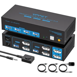 DisplayPort KVM Switch for 2 Computers 2 Monitors 4K@144Hz, 8K@60Hz, USB 3.0, Share 2 Monitors & 4 USB Devices, Extended/Copy Mode, Desktop Controller Included DisplayPort KVM Switch for 2 Computers 2 Monitors 4K@144Hz, 8K@60Hz, USB 3.0, Share 2 Monitors & 4 USB Devices, Extended/Copy Mode, Desktop Controller Included