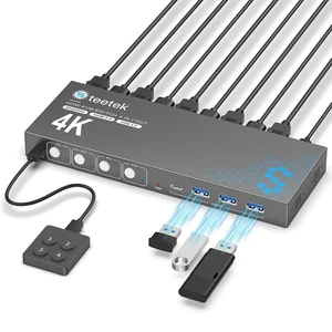 Hearvo USB 3.0 HDMI KVM Switch for 4 Computers 1 Monitor, 4K@60Hz, S7415H Hearvo USB 3.0 HDMI KVM Switch for 4 Computers 1 Monitor, 4K@60Hz, S7415H