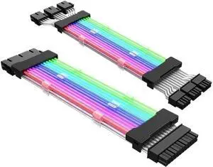 KUNSR ARGB PSU Power Supply Extension Cable 24 Pin Motherboard Extension Cable Graphics Card 8-Pin RGB Glow Extension Cable(2X8pin Black) KUNSR ARGB PSU Power Supply Extension Cable 24 Pin Motherboard Extension Cable Graphics Card 8-Pin RGB Glow Extension Cable(2X8pin Black)